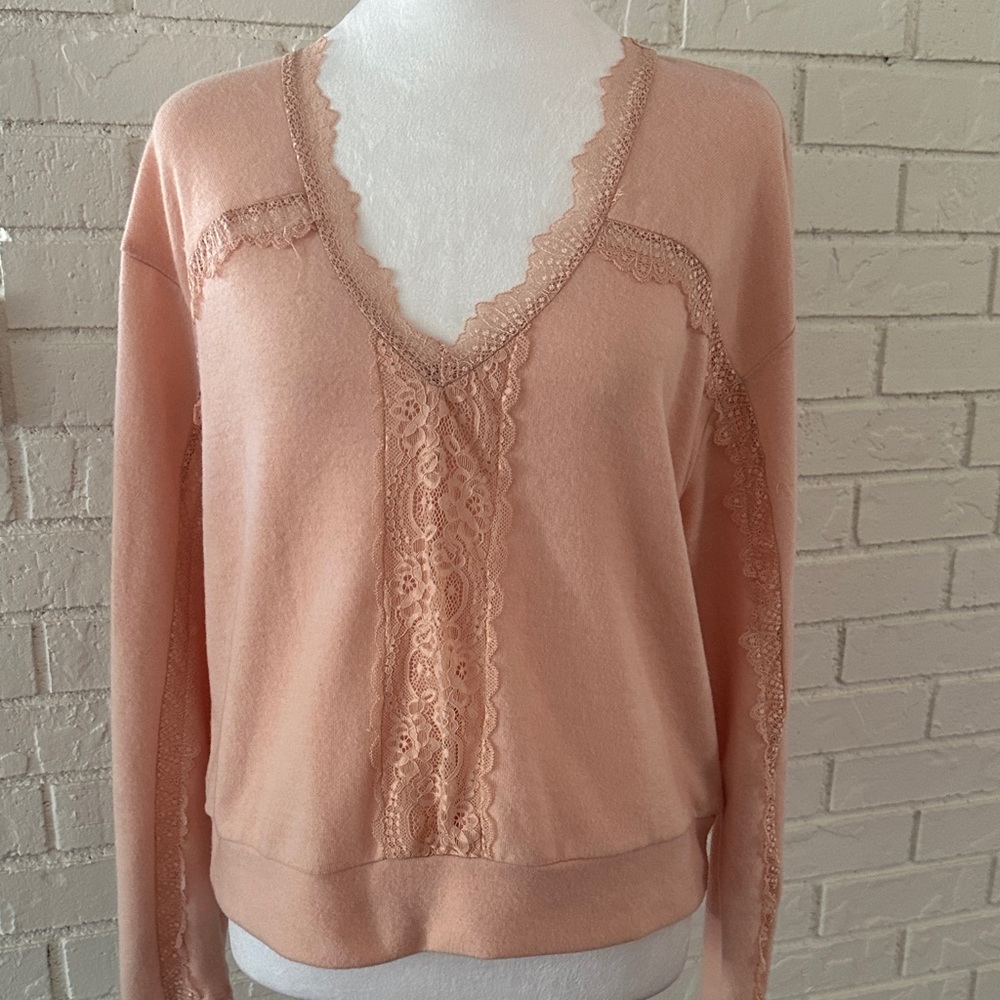 Self Esteem Blush Lace V-Neck Top